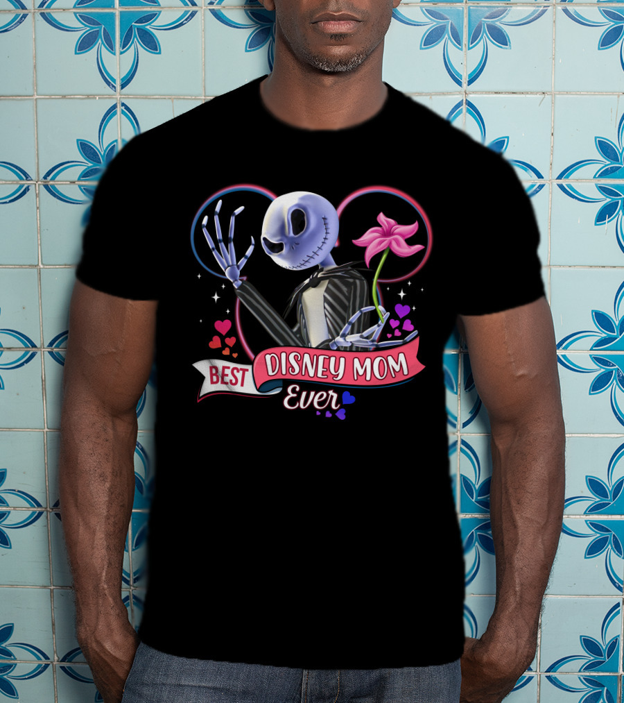 Best Disney Mom Ever Jack Skellington Heart Flower T-Shirt