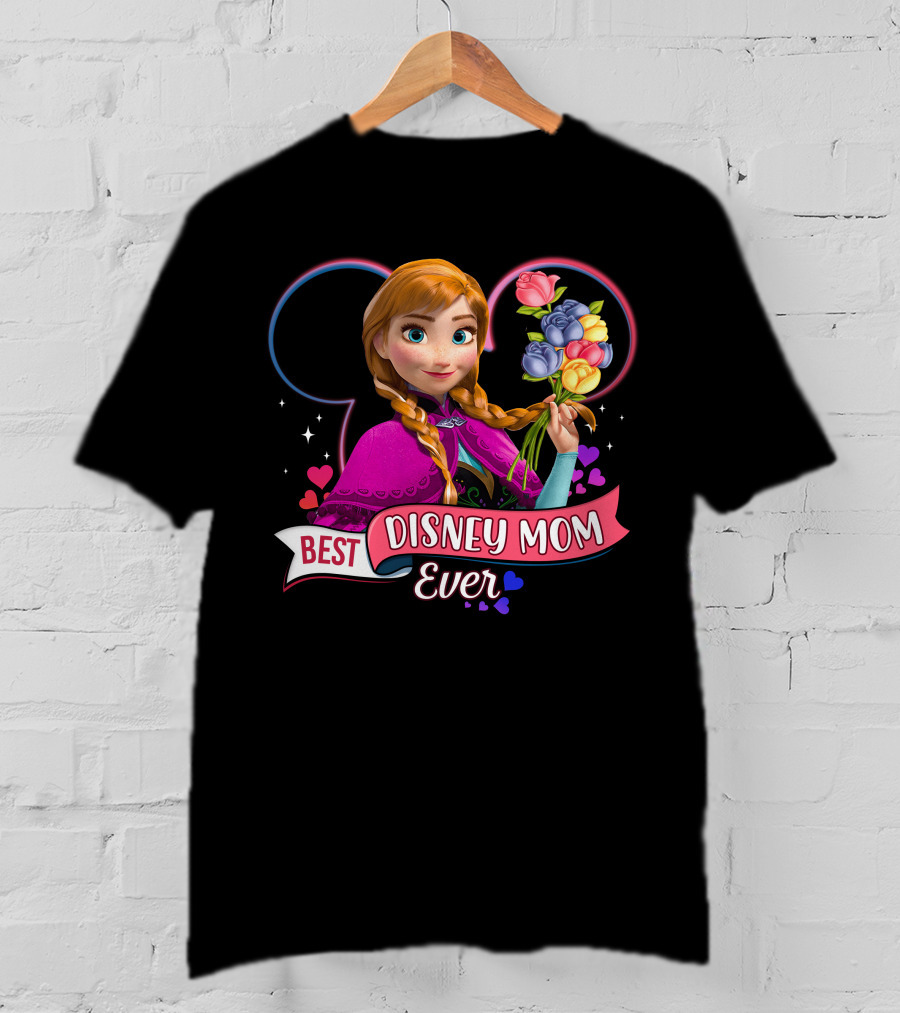 Best Disney Mom Ever Anna With Flowers And Hearts T-Shirt