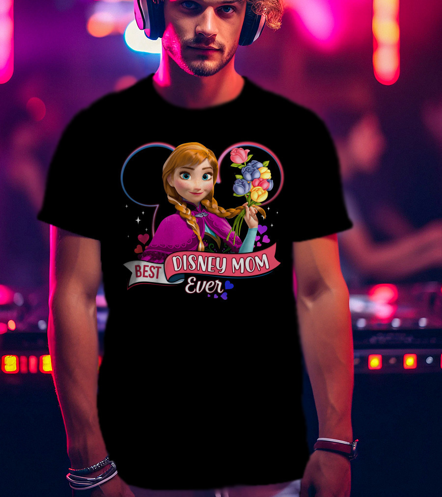 Best Disney Mom Ever Anna With Flowers And Hearts T-Shirt