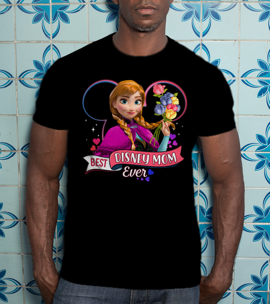 Best Disney Mom Ever Anna With Flowers And Hearts T-Shirt