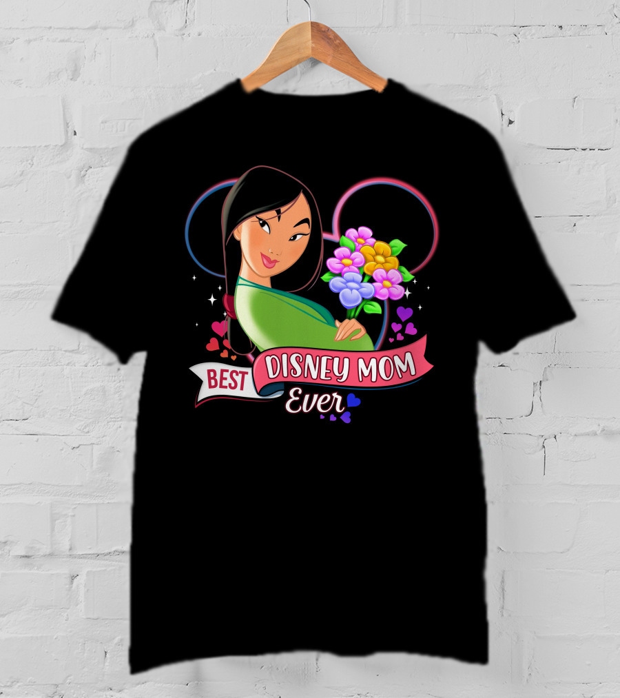 Best Disney Mom Ever Mulan Flowers Hearts T-Shirt