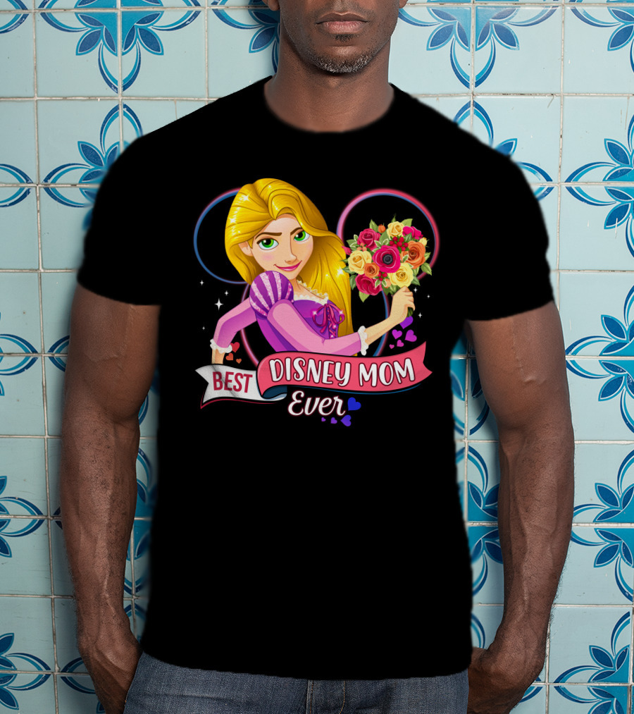 Best Disney Mom Ever Disney Rapunzel Holding Bouquet T-Shirt
