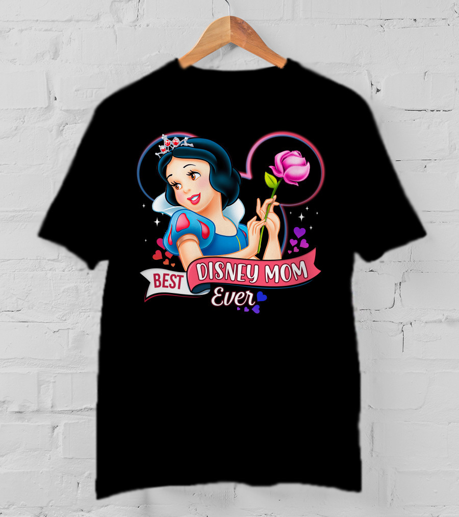 Best Disney Mom Ever Snow White Princess With Rose And Crown T-Shirt