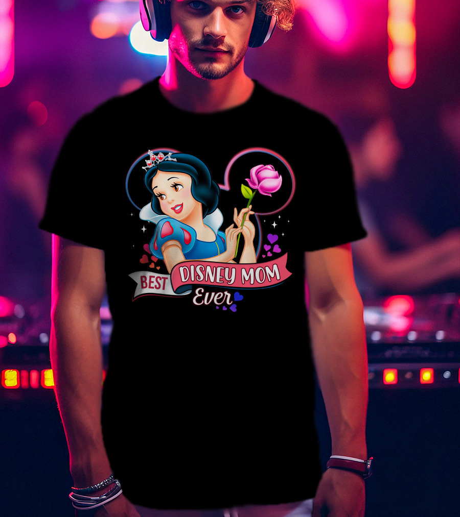 Best Disney Mom Ever Snow White Princess With Rose And Crown T-Shirt