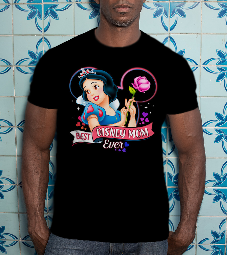 Best Disney Mom Ever Snow White Princess With Rose And Crown T-Shirt