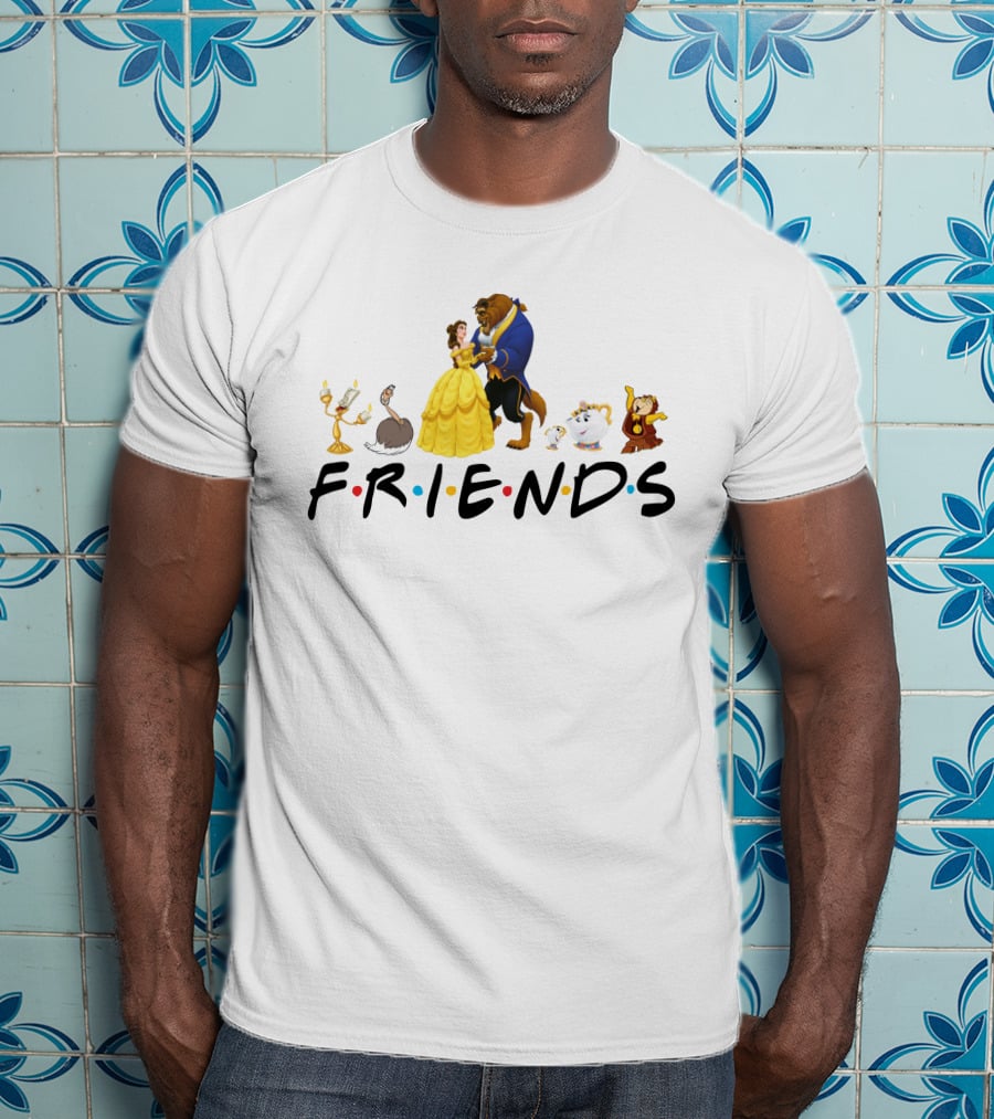 Beauty And The Beast Cast With Friends Logo Style T-Shirt