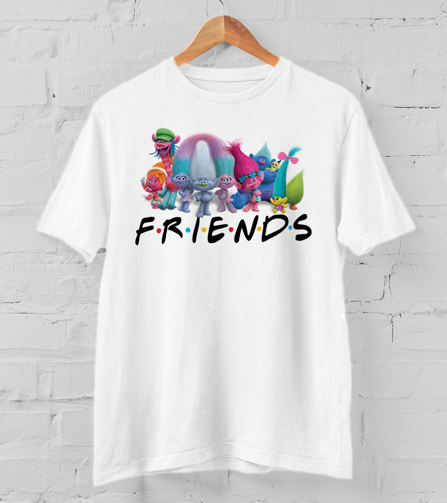 Trolls Cast With Friends Tv Show Font Style T-Shirt