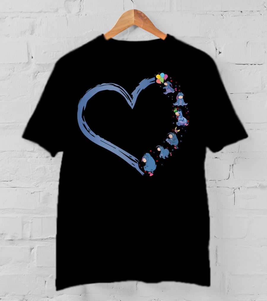 Eeyore Heart With Balloons And Stars T-Shirt