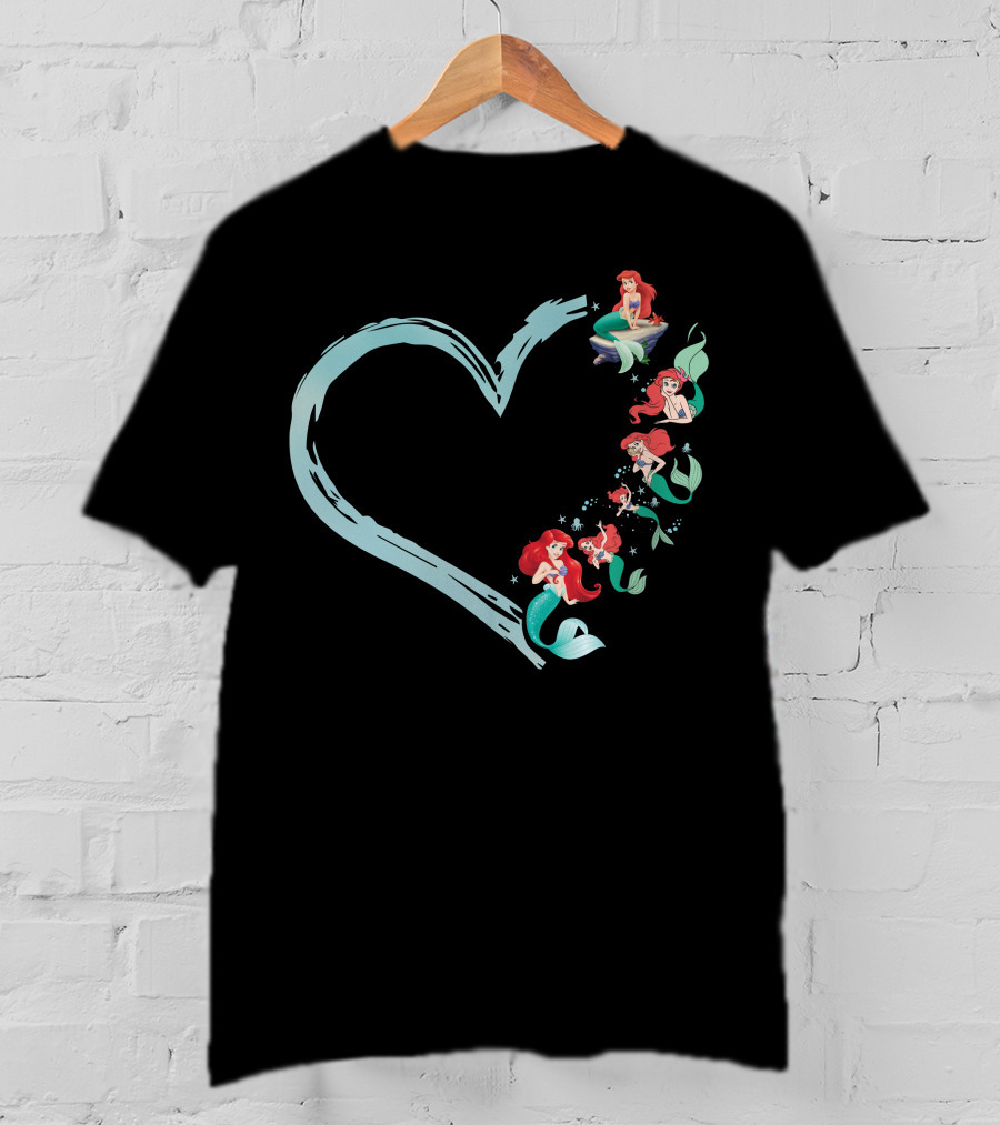Ariel Heart Mermaid Art With Various Poses And Expressions T-Shirt