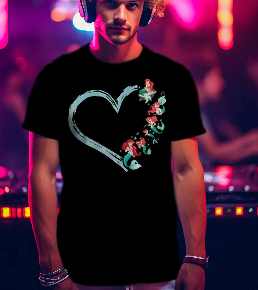 Ariel Heart Mermaid Art With Various Poses And Expressions T-Shirt