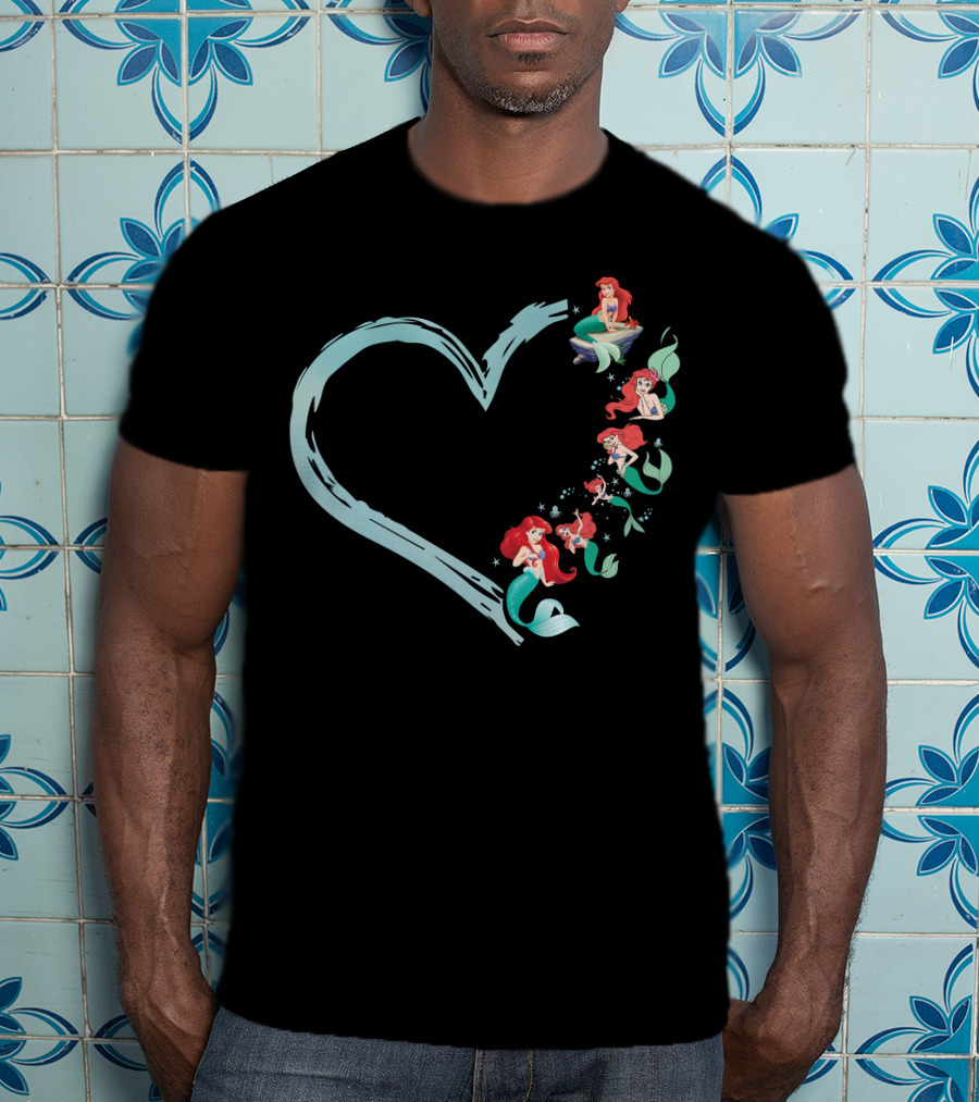 Ariel Heart Mermaid Art With Various Poses And Expressions T-Shirt