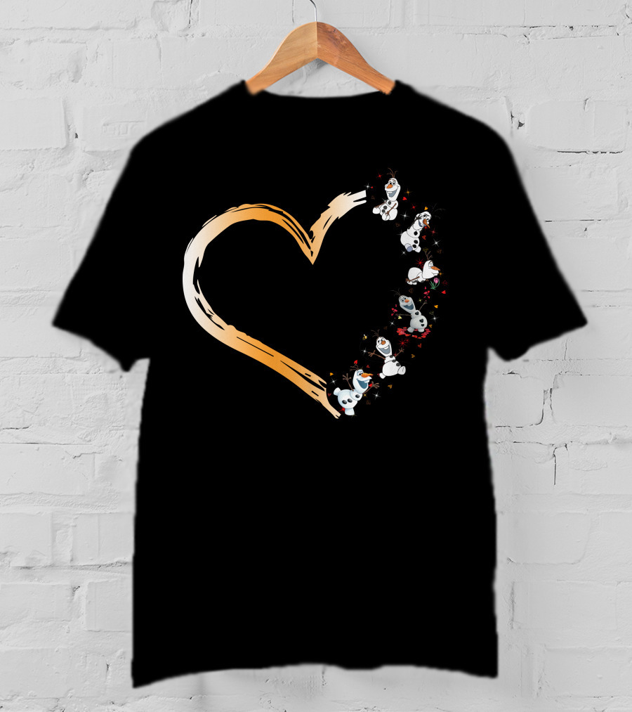 Olaf Heart Whimsical Frozen Characters Embrace T-Shirt