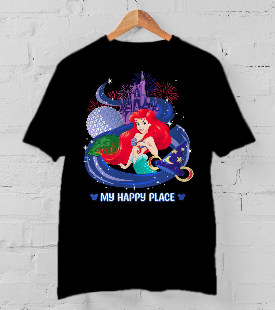 My Happy Place Ariel Epcot Magic Kingdom Fireworks Disney T-Shirt