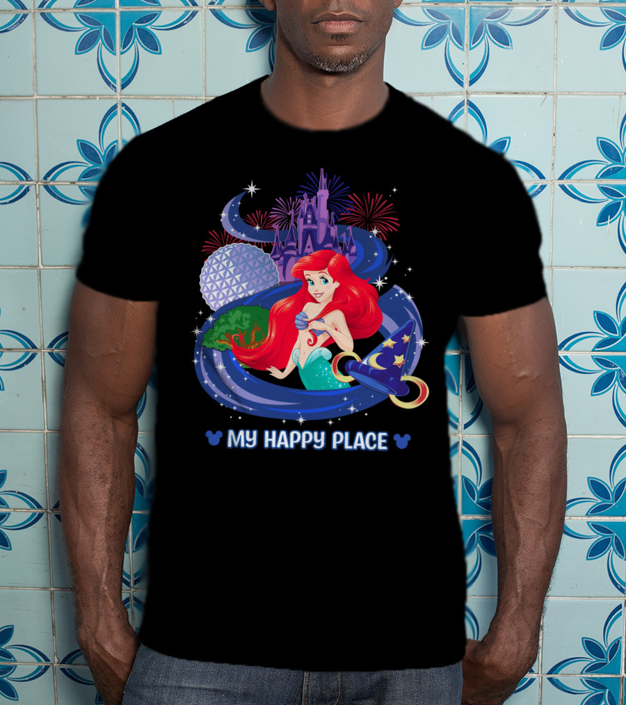 My Happy Place Ariel Epcot Magic Kingdom Fireworks Disney T-Shirt