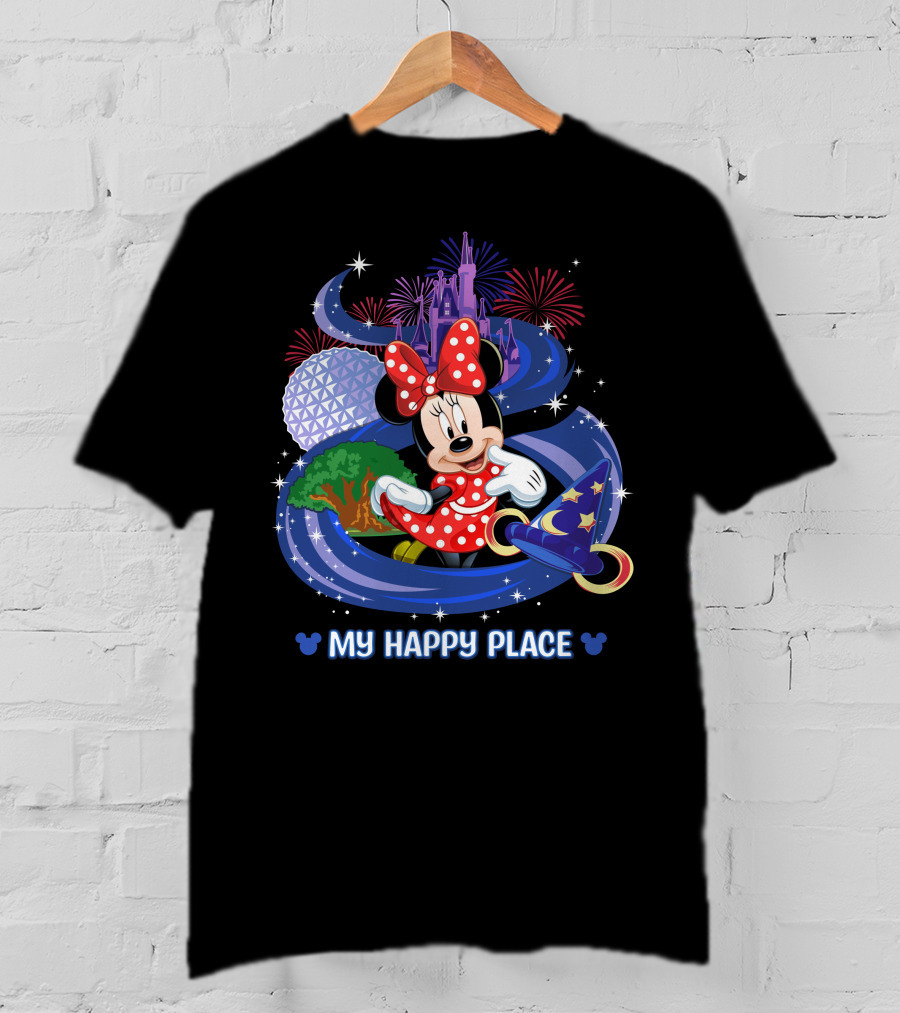 My Happy Place Minnie Mouse Fireworks Disney Theme Park Magic T-Shirt