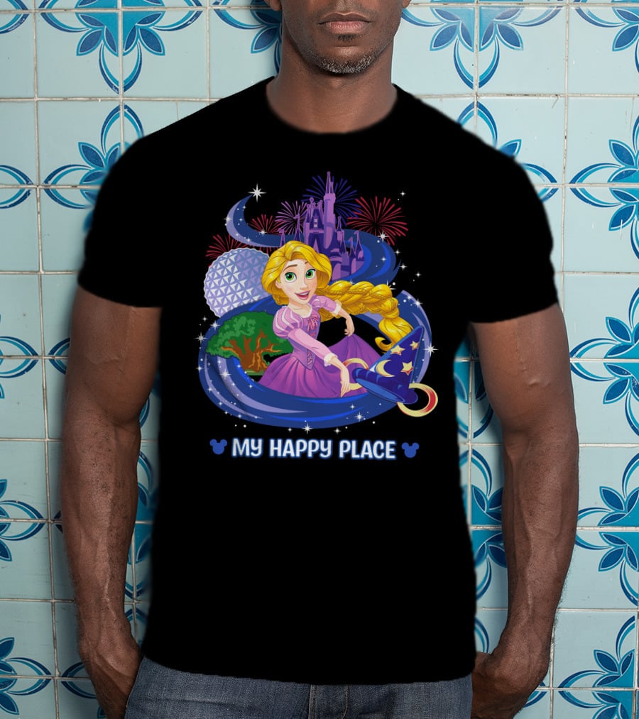 My Happy Place Rapunzel Disney Magic Kingdom Epcot Fireworks T-Shirt