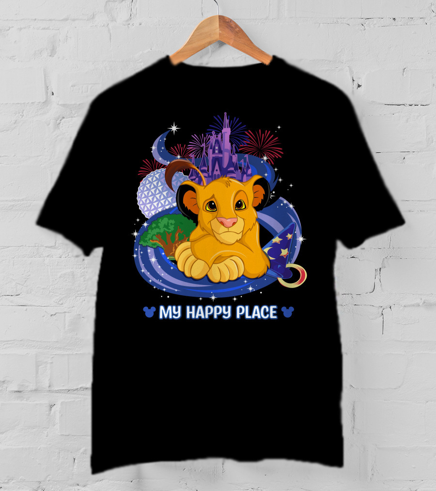 My Happy Place Simba Disney Castle Fireworks Night Magic T-Shirt
