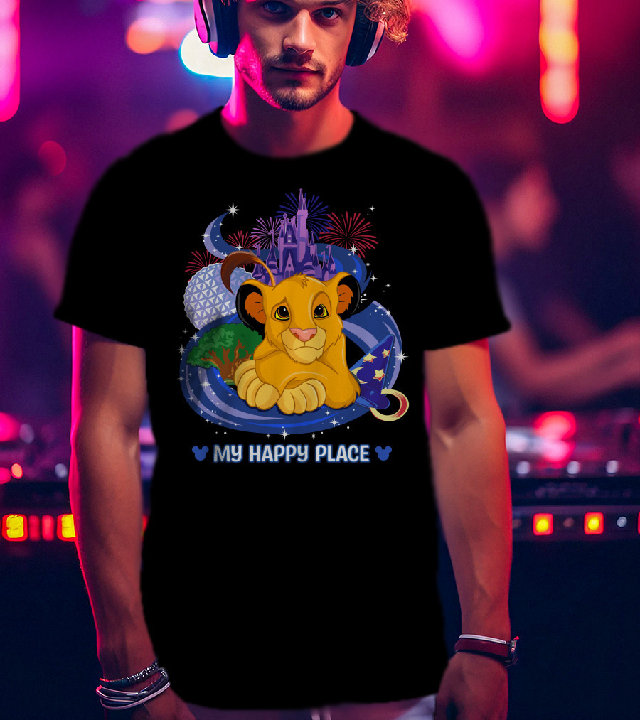 My Happy Place Simba Disney Castle Fireworks Night Magic T-Shirt