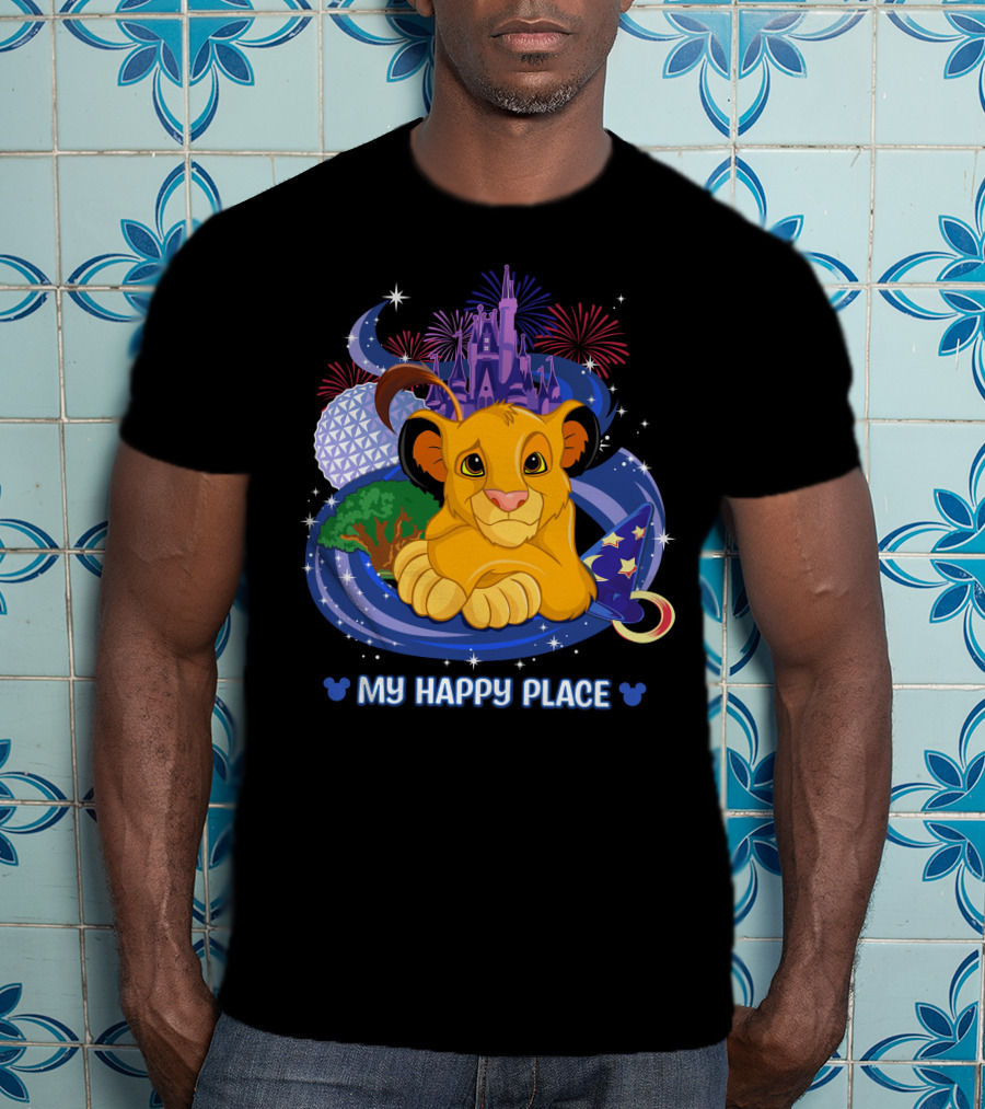 My Happy Place Simba Disney Castle Fireworks Night Magic T-Shirt