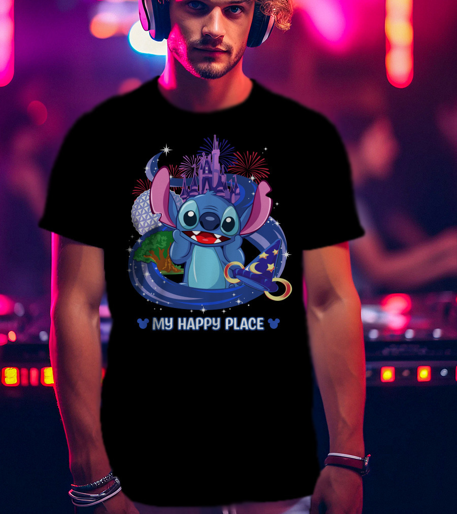 Stitch My Happy Place Disney Theme Park Magic T-Shirt