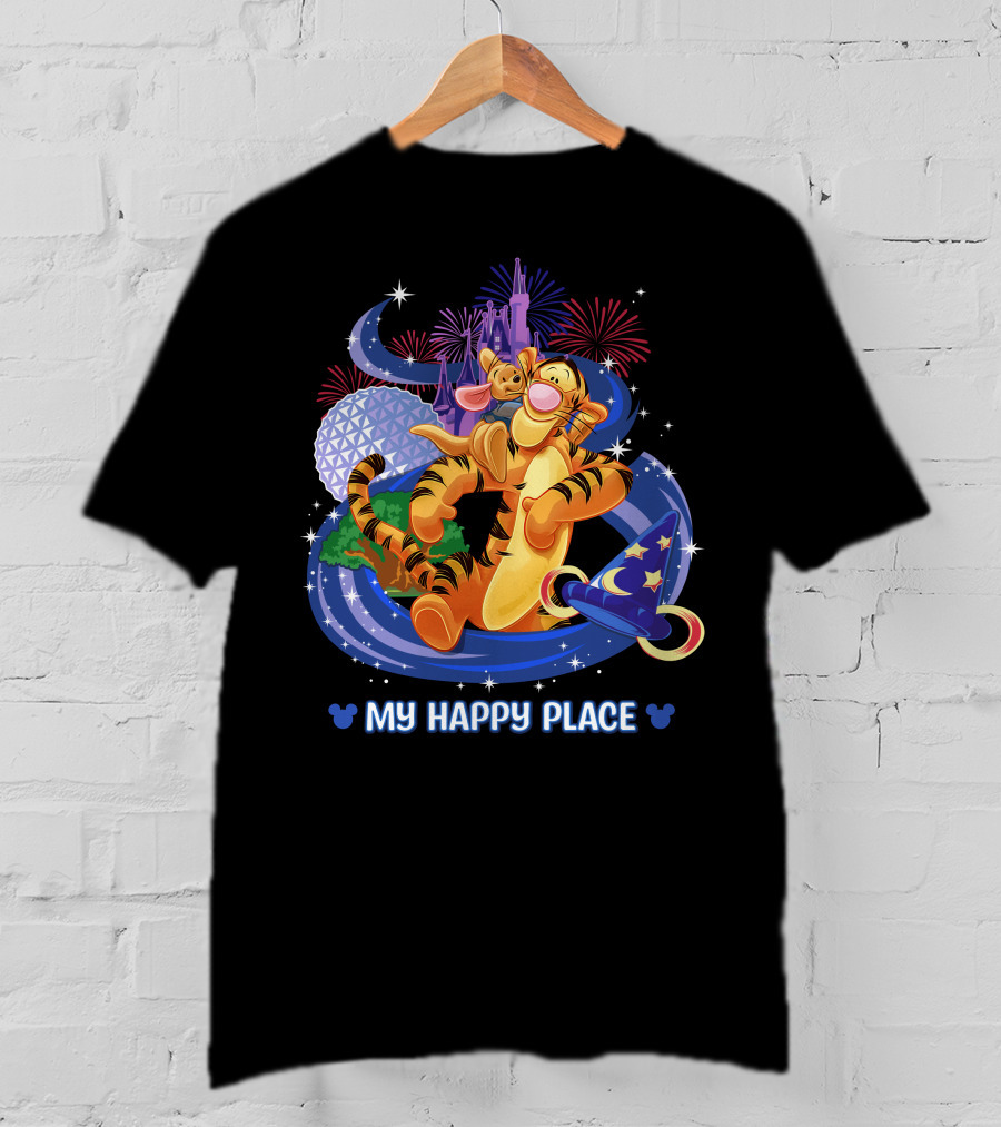 Tigger My Happy Place Disney Fireworks Epcot Magic Hat T-Shirt