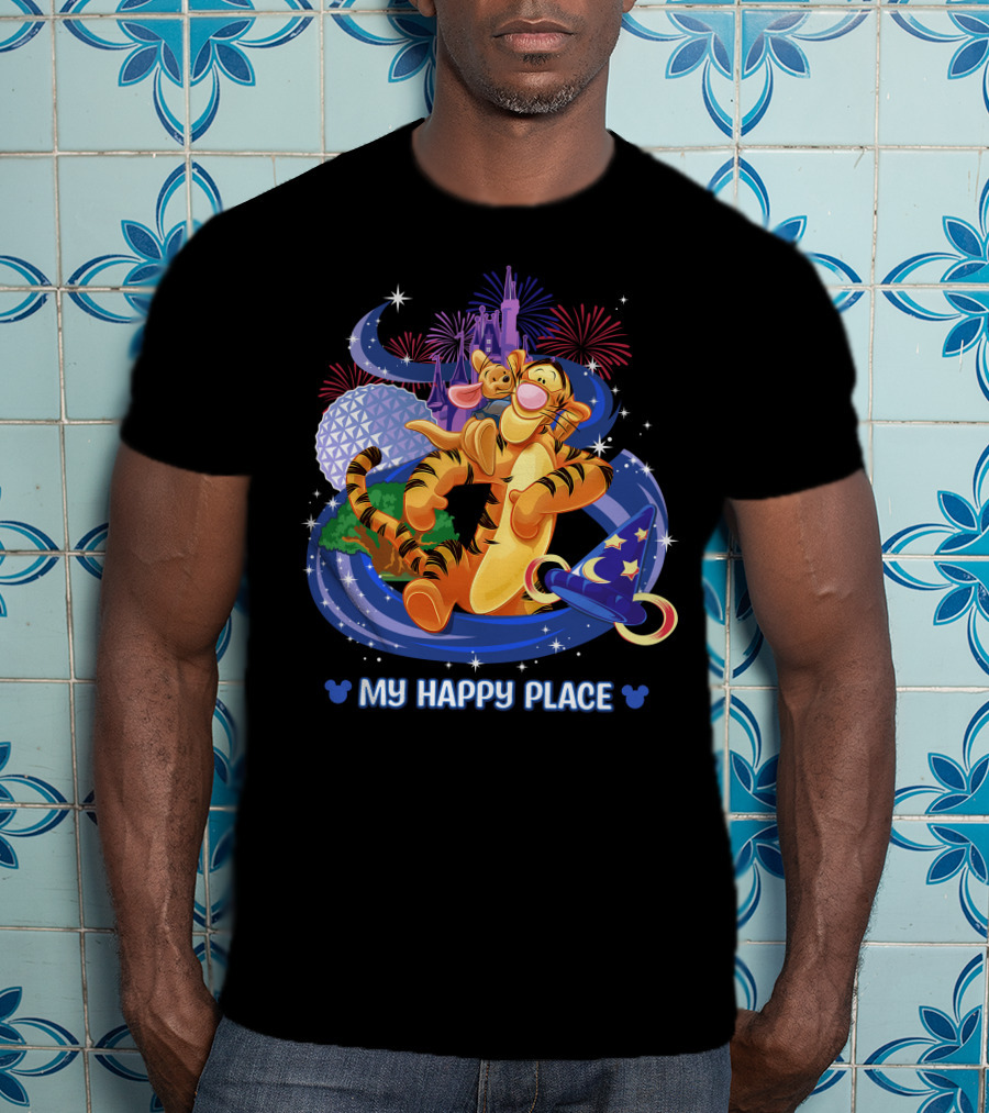 Tigger My Happy Place Disney Fireworks Epcot Magic Hat T-Shirt