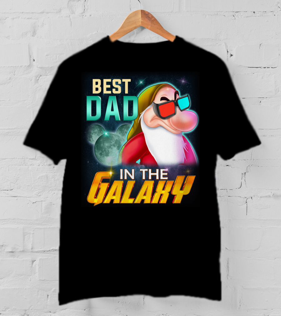 Best Dad In The Galaxy Grumpy 3D Glasses Moon T-Shirt
