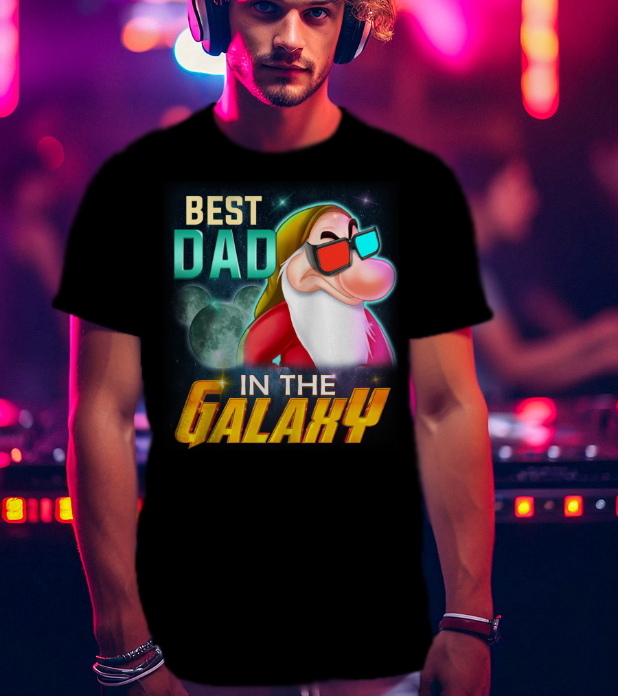 Best Dad In The Galaxy Grumpy 3D Glasses Moon T-Shirt
