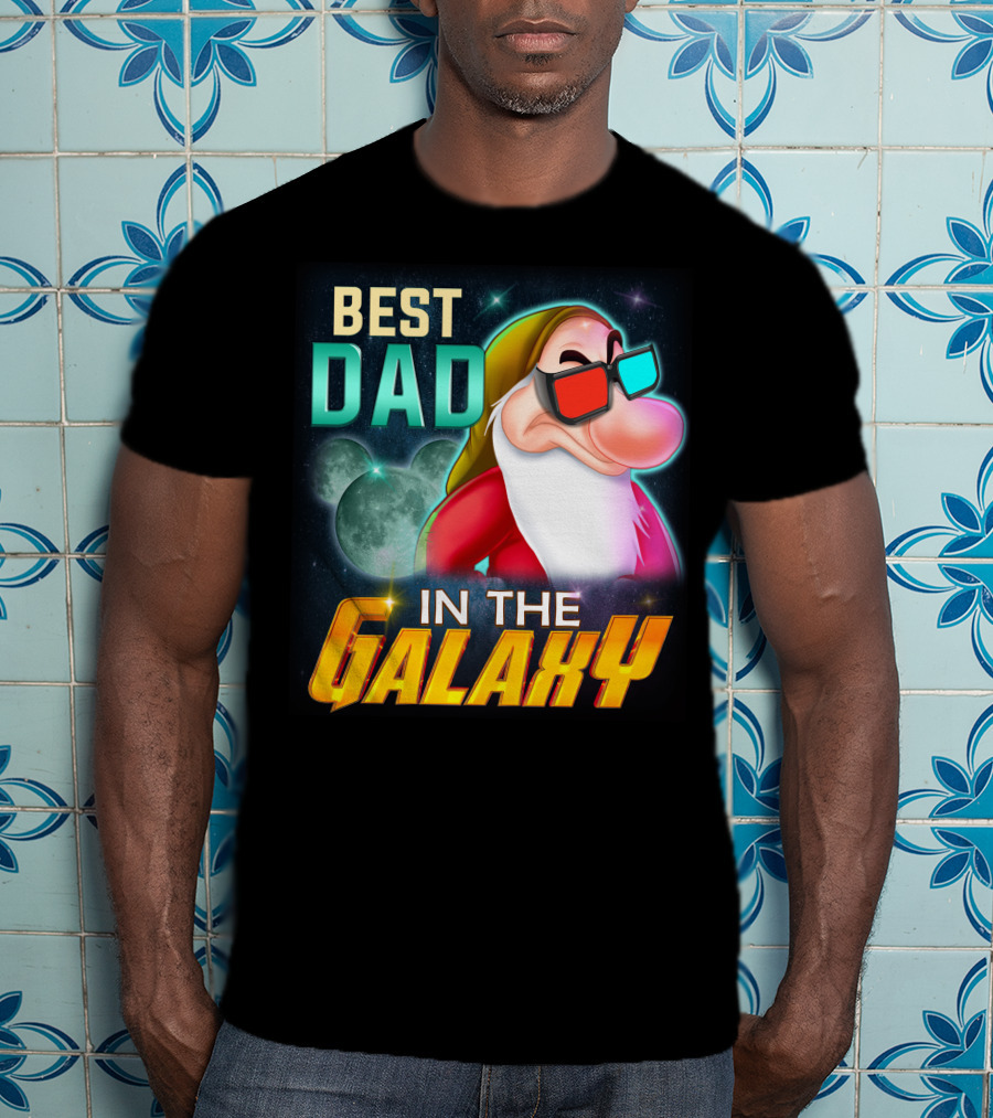 Best Dad In The Galaxy Grumpy 3D Glasses Moon T-Shirt