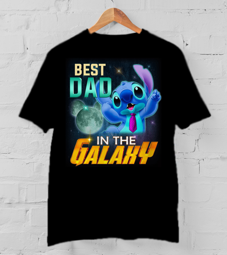 Best Dad IN The Galaxy Stitch T-Shirt