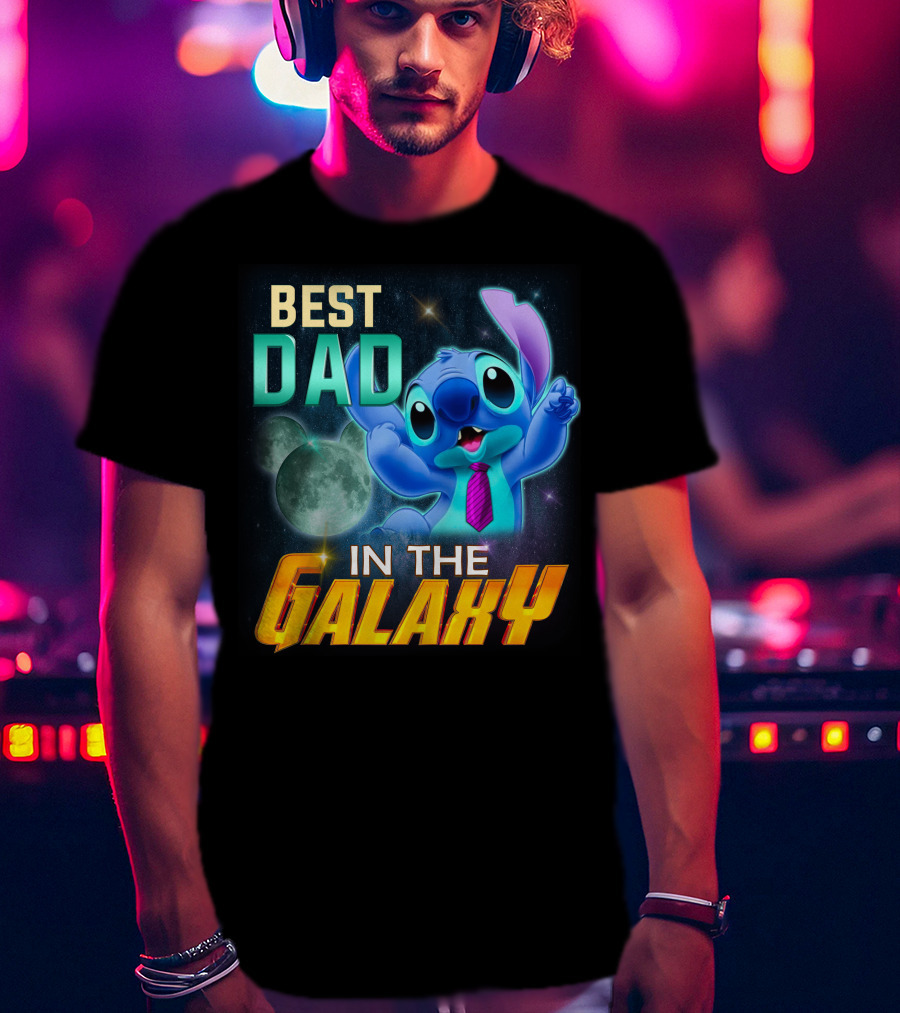Best Dad IN The Galaxy Stitch T-Shirt