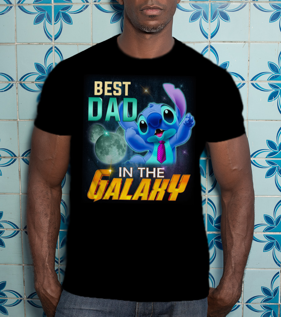 Best Dad IN The Galaxy Stitch T-Shirt