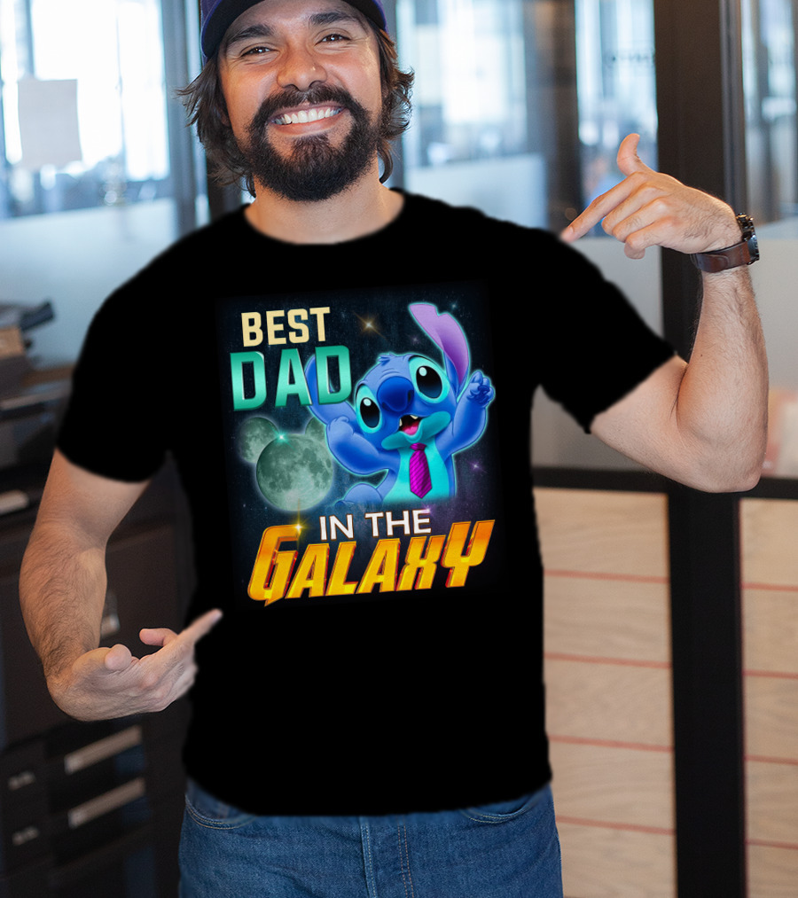 Best Dad IN The Galaxy Stitch T-Shirt