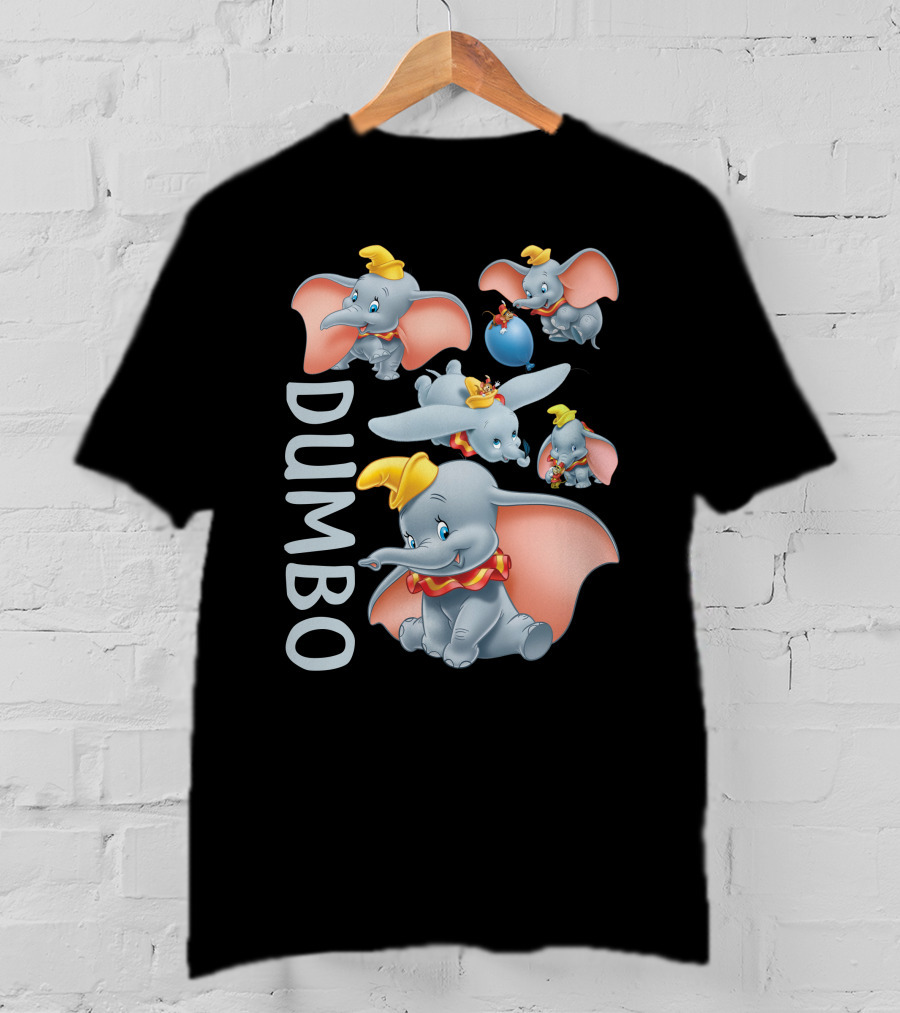 Dumbo Cute Flying Elephant With Yellow Hat And Pink Ears T-Shirt