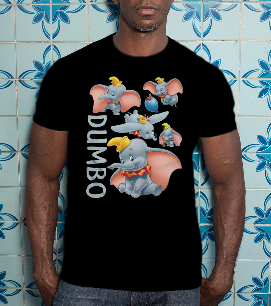 Dumbo Cute Flying Elephant With Yellow Hat And Pink Ears T-Shirt