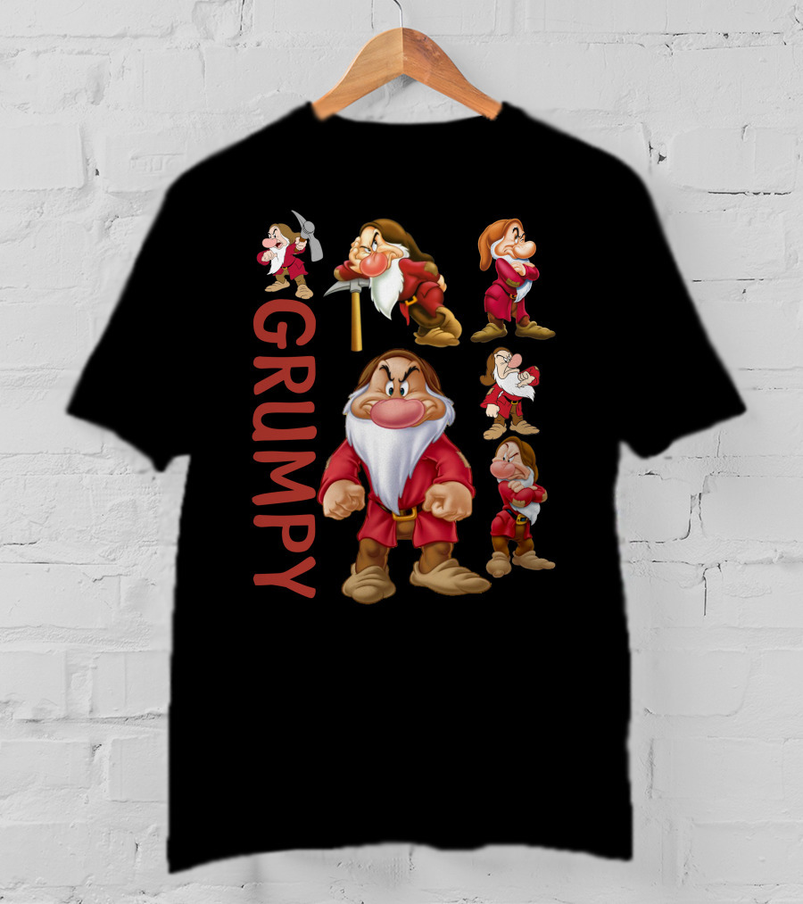 Grumpy Seven Dwarf Character Multiple Poses Classic Disney Mood T-Shirt