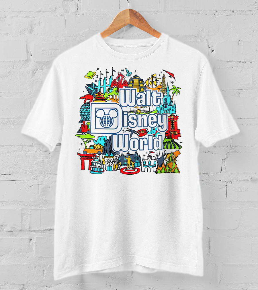 Walt Disney World Landmarks And Attractions Collage T-Shirt