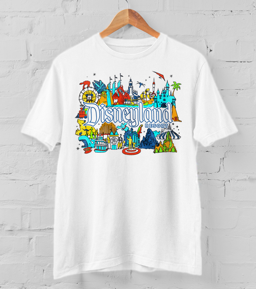 Disneyland Resort Iconic Attractions And Landmarks T-Shirt