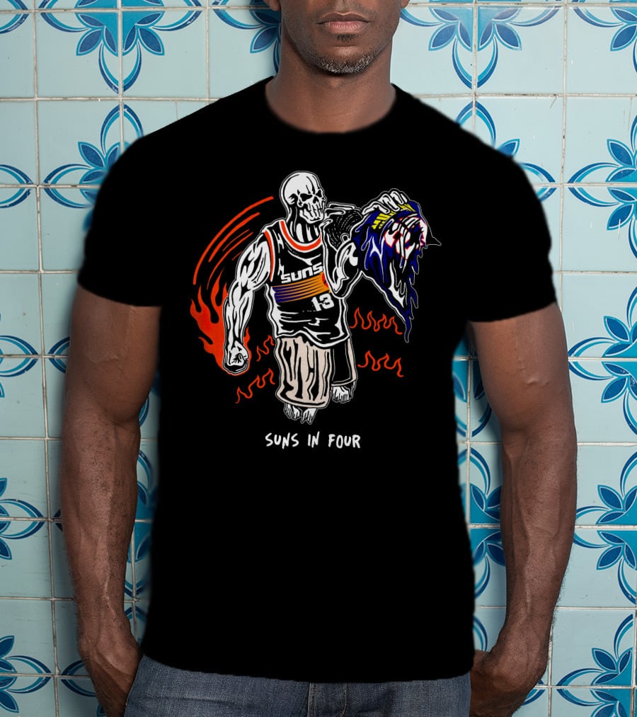 Phoenix Suns Victory Skull Holding Defeated Opponent Head Suns In Four T-Shirt