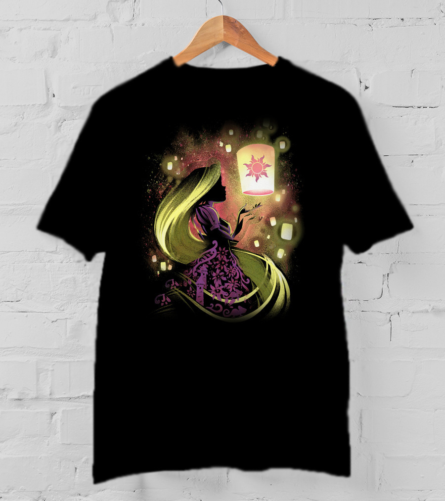 Rapunzel Lanterns And Golden Hair With Sun T-Shirt