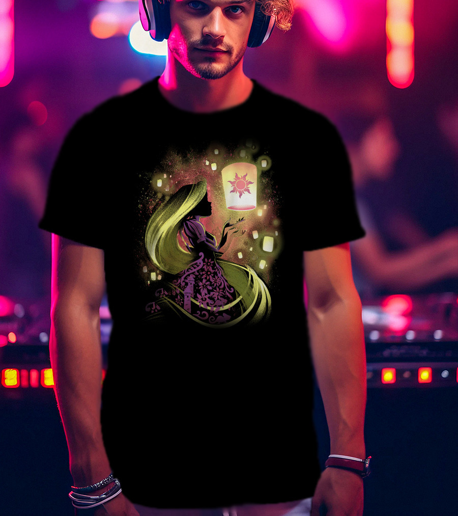 Rapunzel Lanterns And Golden Hair With Sun T-Shirt