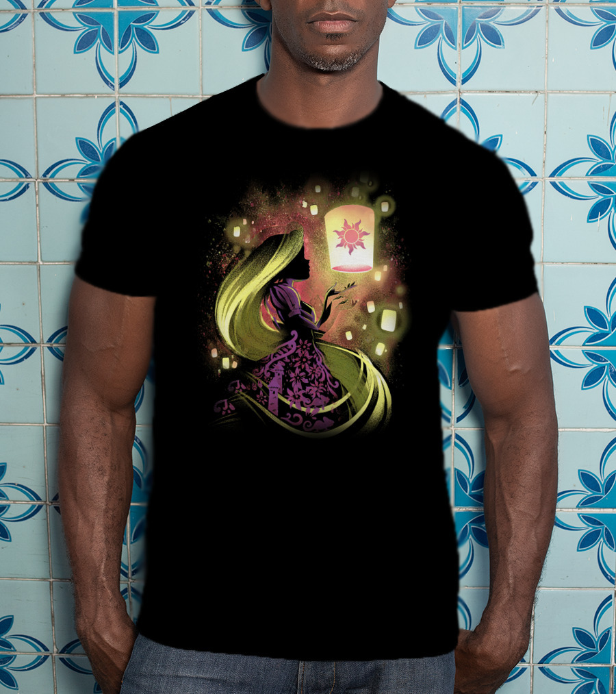 Rapunzel Lanterns And Golden Hair With Sun T-Shirt