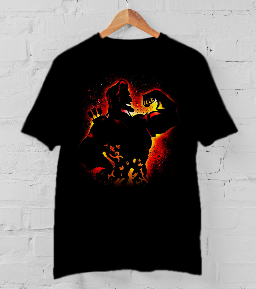 Hercules Silhouette With Mythical Elements And Fiery T-Shirt
