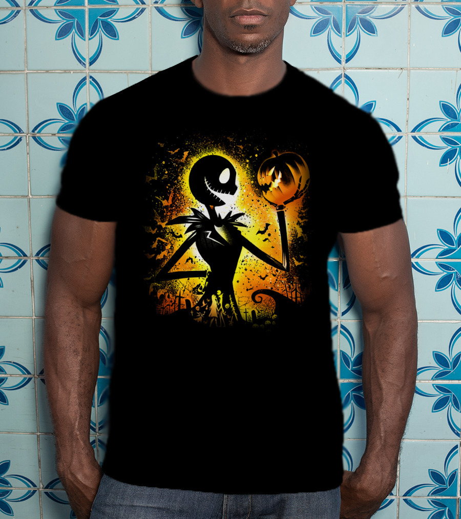 Jack Skellington Halloween Pumpkin Scene T-Shirt