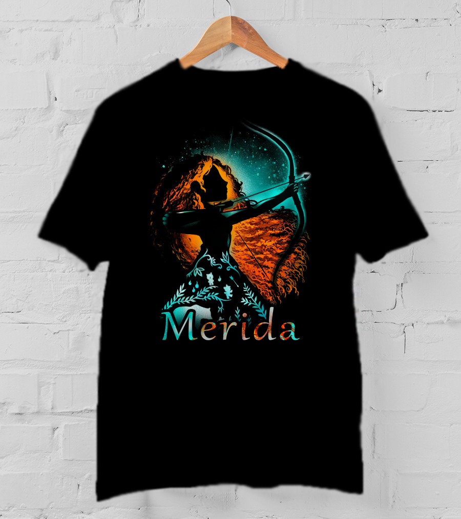 Merida Archer Silhouette With Bow And Fiery Hair T-Shirt
