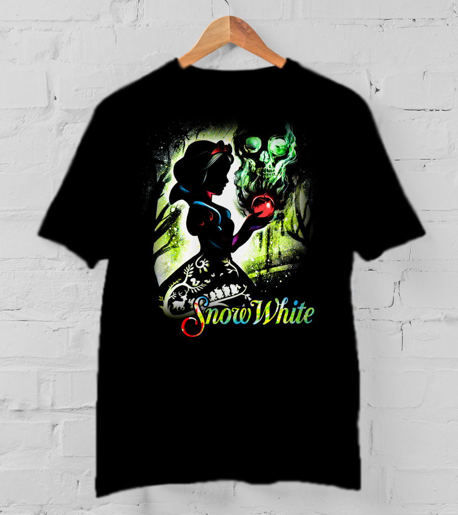 Snow White Silhouette With Apple And Skull T-Shirt