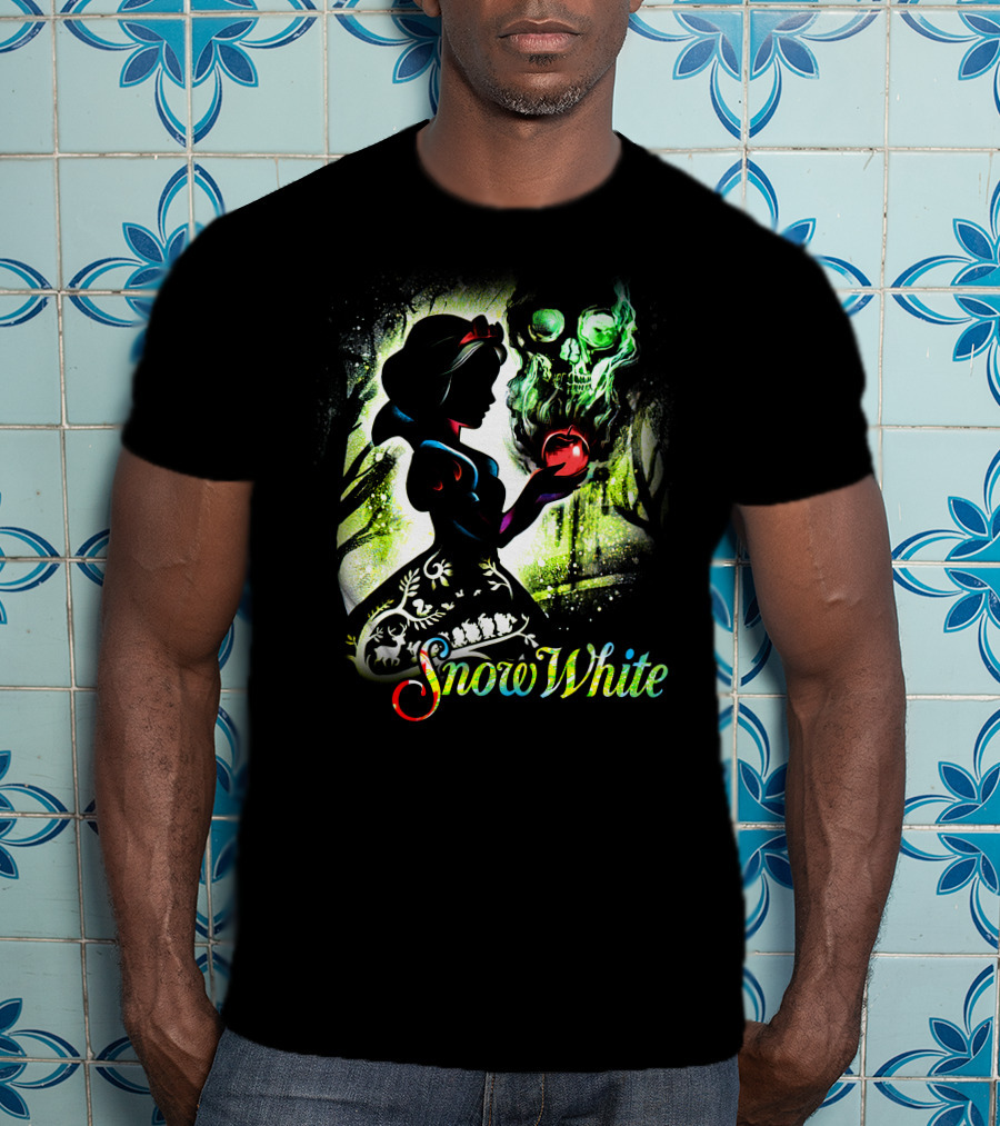Snow White Silhouette With Apple And Skull T-Shirt