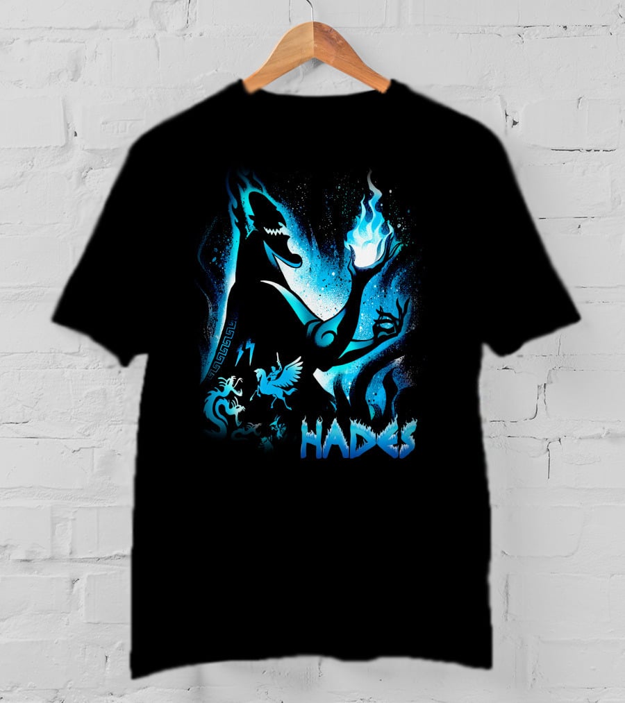 Hades Flaming Skull Creature Mythology Pegasus Lightning T-Shirt