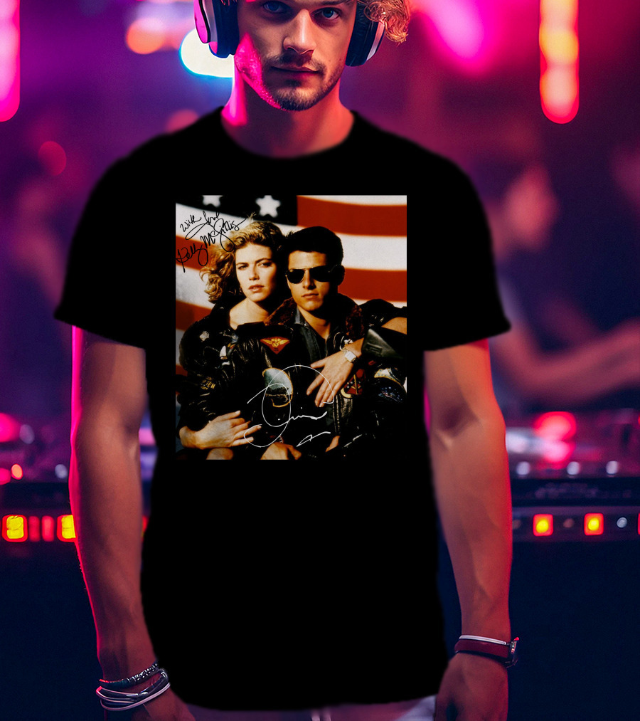 Top Gun 2 Autographed Cast American Flag T-Shirt