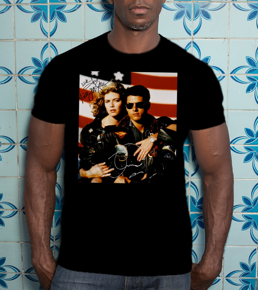 Top Gun 2 Autographed Cast American Flag T-Shirt